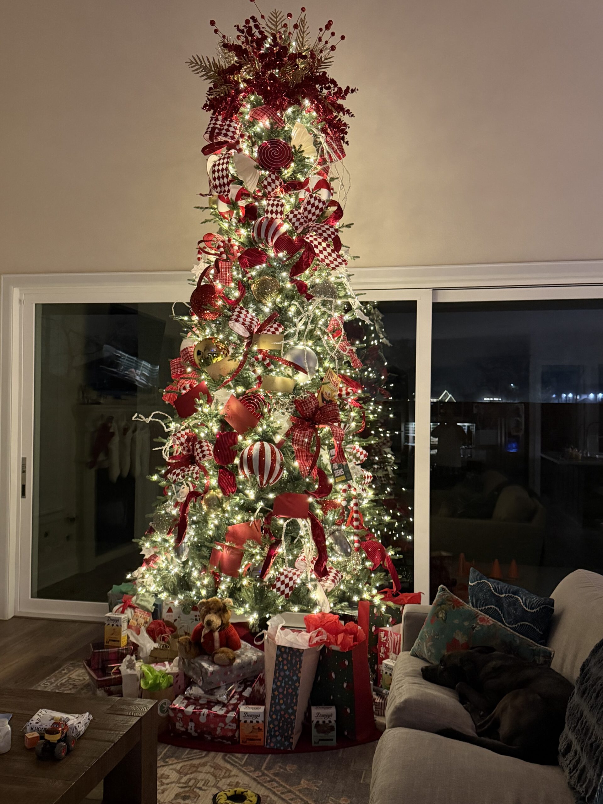 Residential Holiday Decorating Houston 1 AI Interior Designer preview showing a Houston living room decorated for Christmas